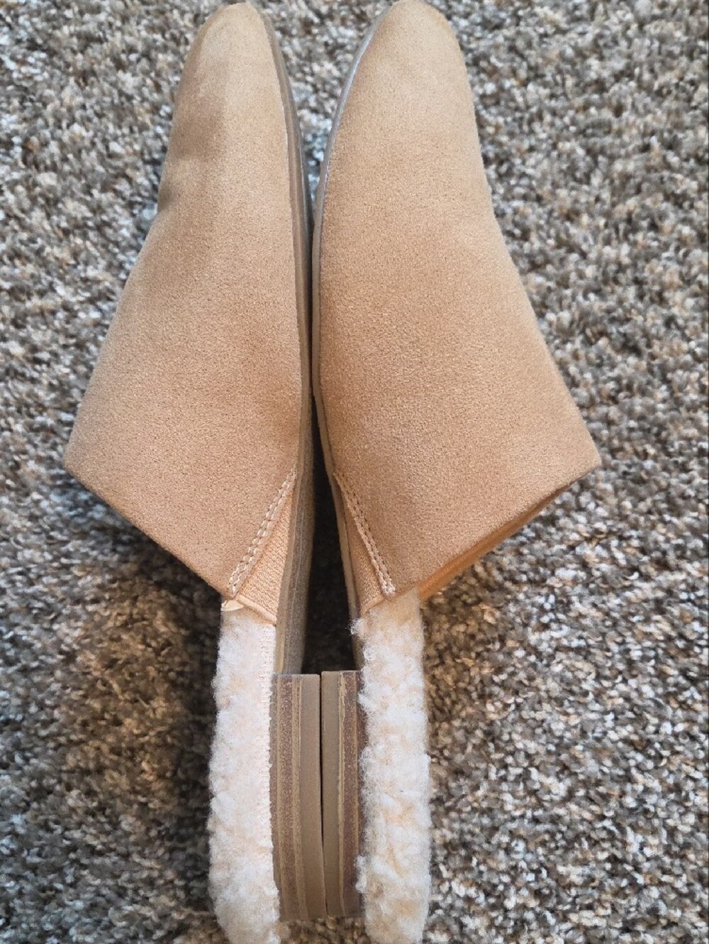 Universal Thread Tan Suede Shearling-Lined Slip-On Mules - Picture 2 of 3